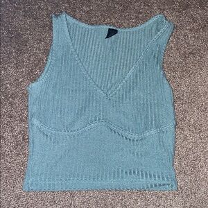 SHEIN Teal Ribbed Tank Top